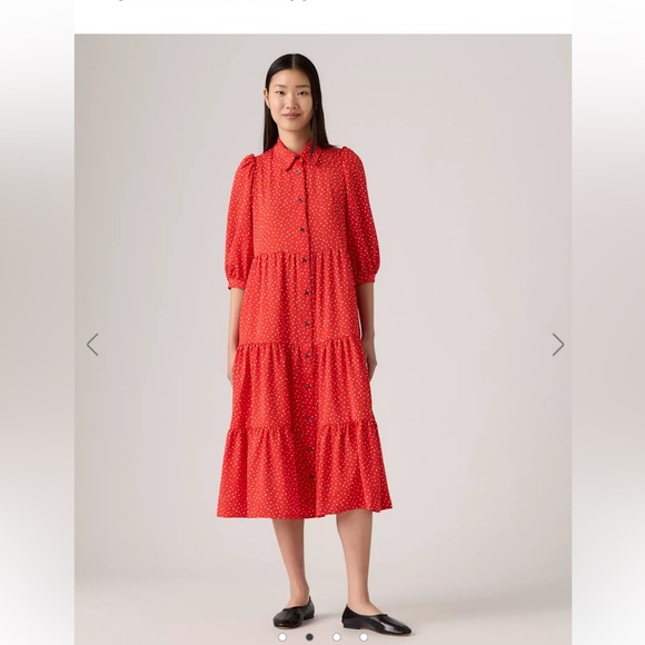 Levi's Dresses & Skirts - Levi's Red Polka Dot Tiered Midi Dress